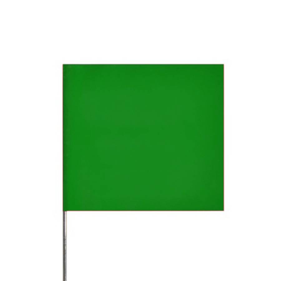 100 - Blank Green Flags - metal stake