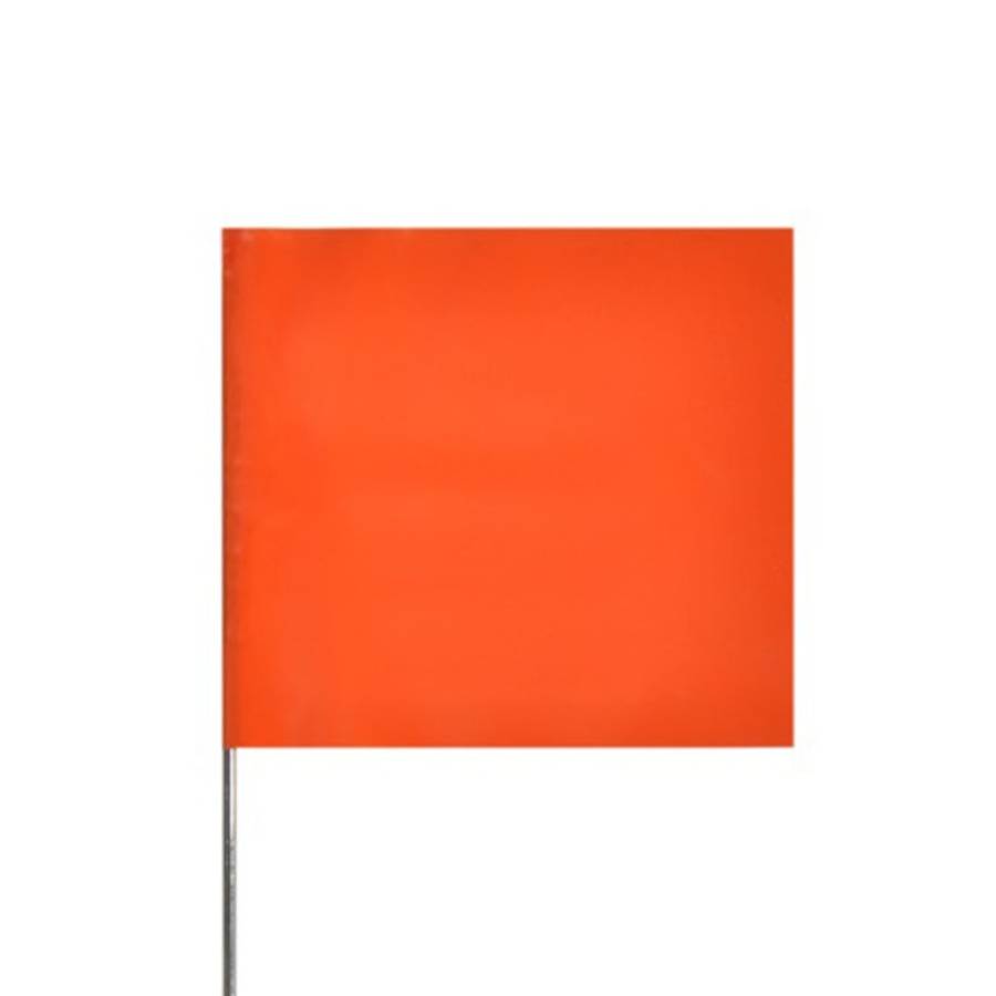100 - Blank Orange Flags - metal stake