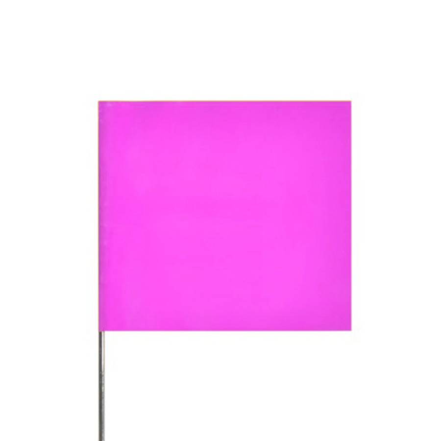 100 - Blank Pink Flags - metal stake