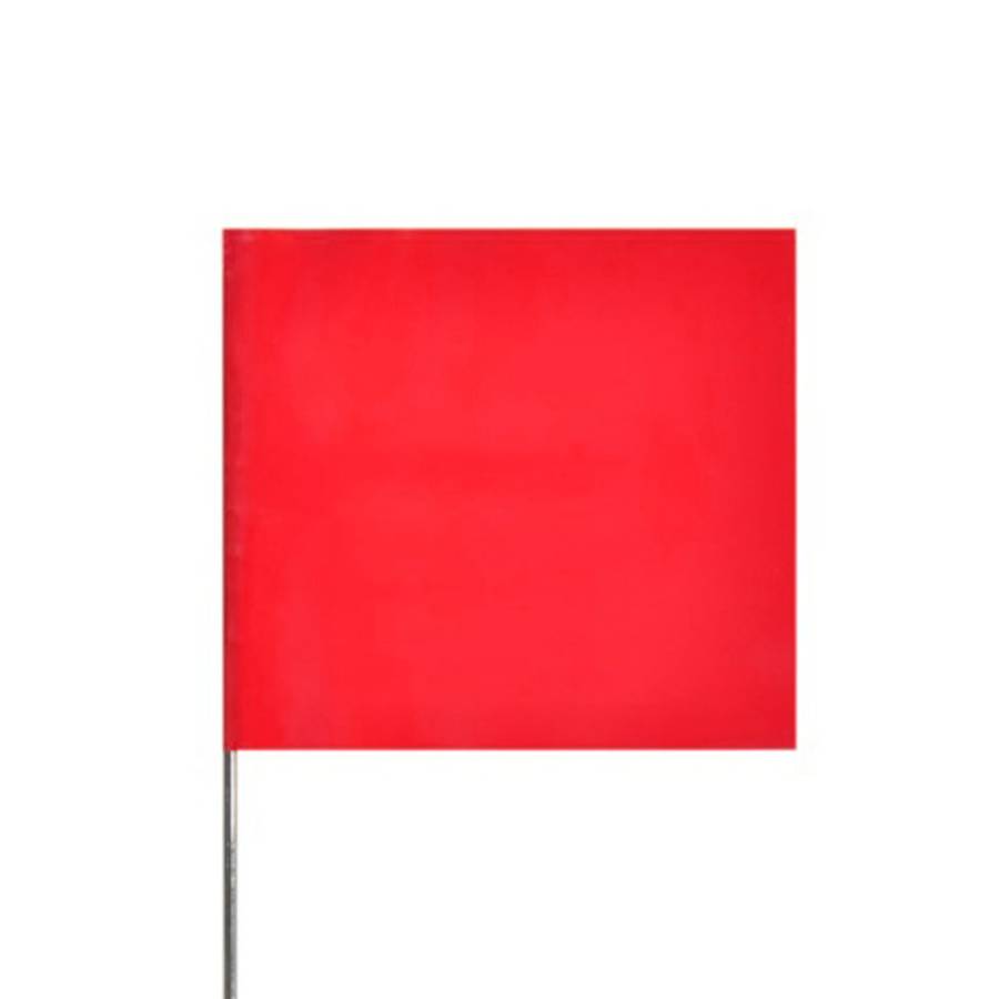 100 - Blank Red Flags - metal stake