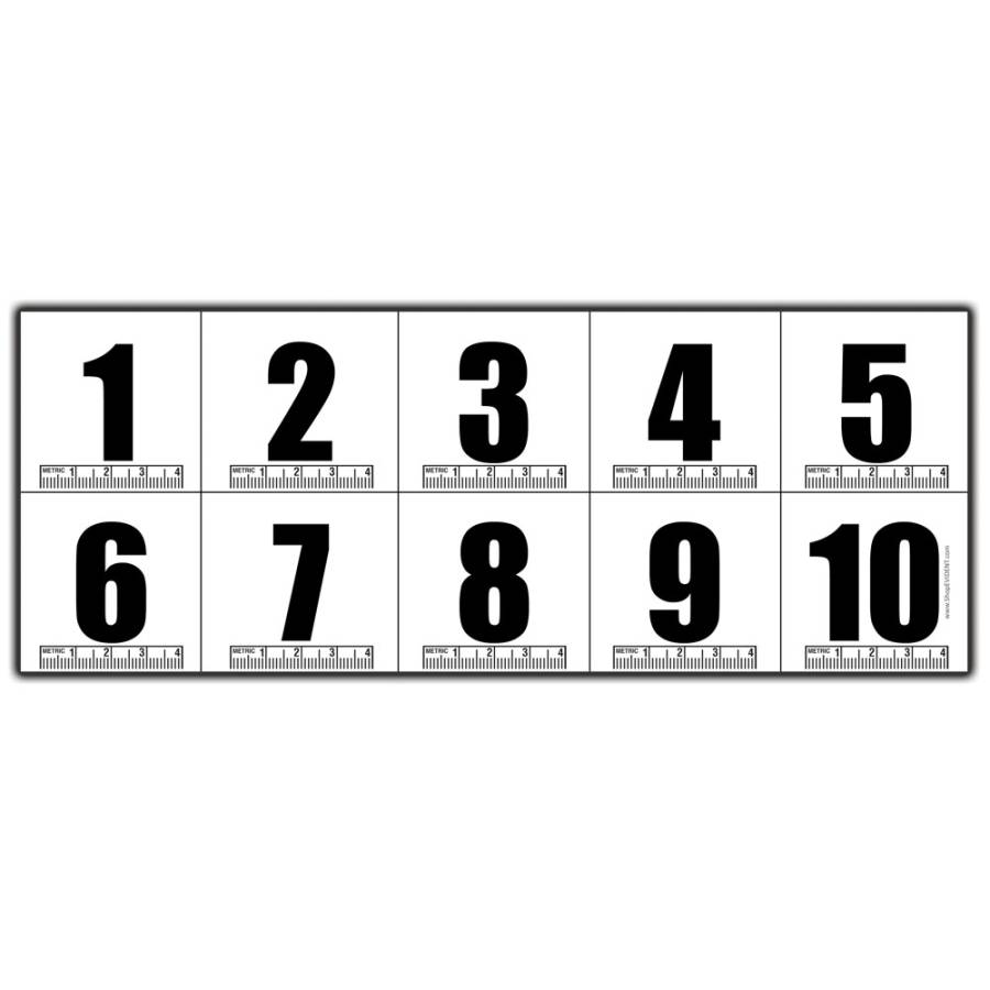 1-10 White Adhesive Numbers - 20 sets