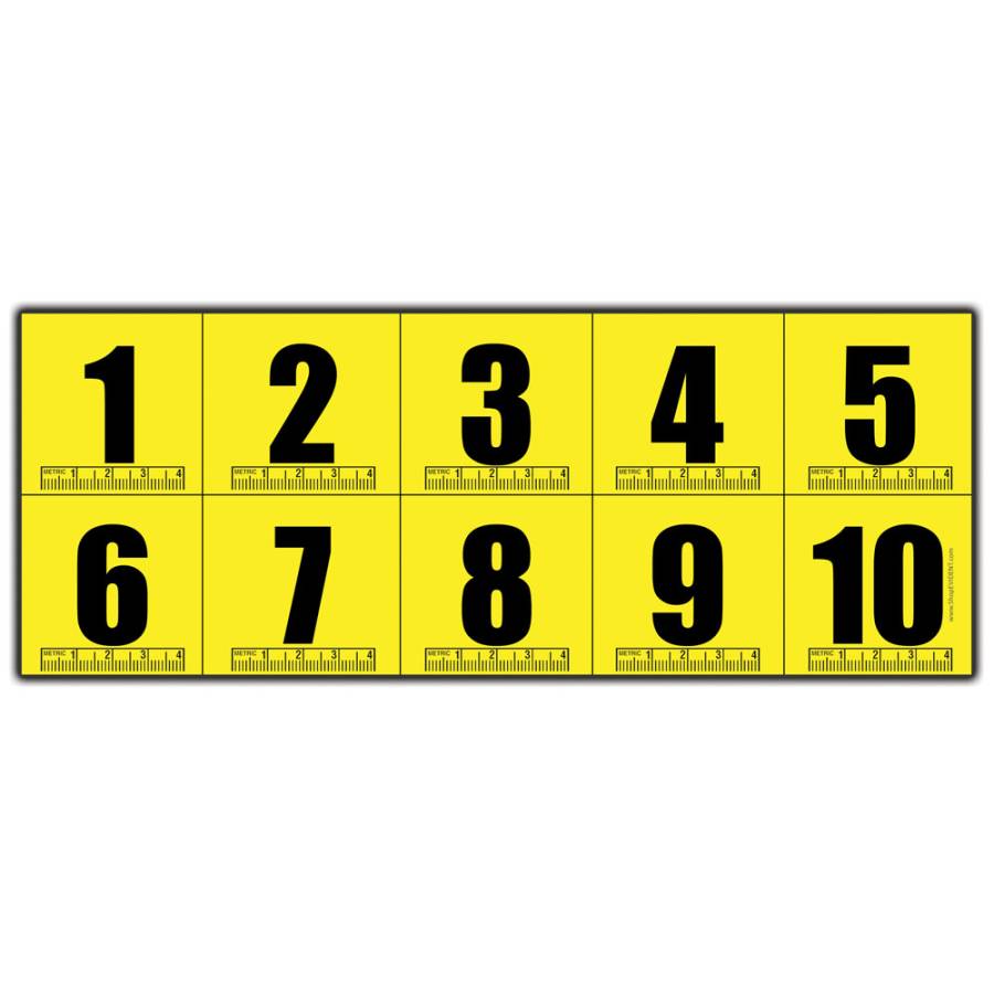 1-10 Yellow Adhesive Numbers - 20 sets