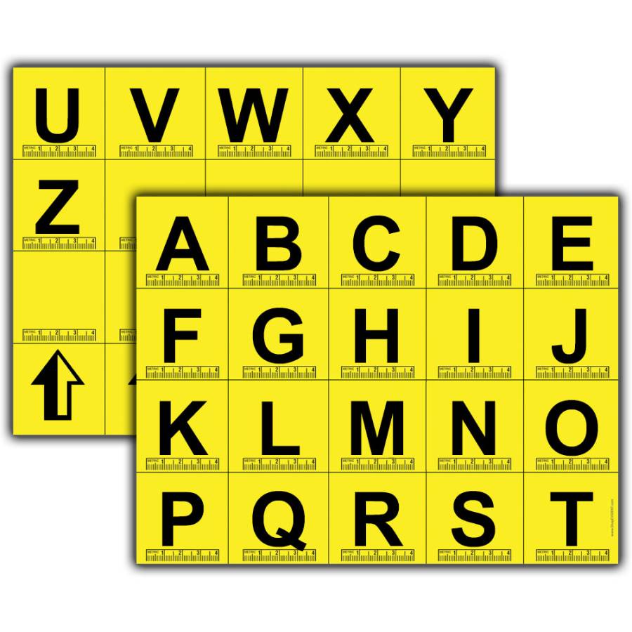 A-Z Yellow Adhesive Letters - 10 sets