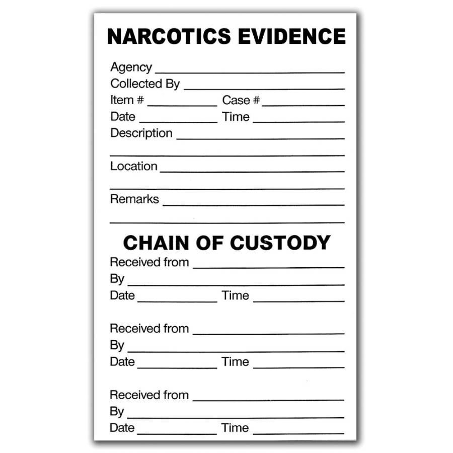 100 - 3½" x 5" Narcotics Seizure Evidence Labels